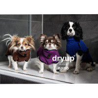 DryUp Trocken Cape Hundebademantel NANO für ganz kleine Hunde blueberry-blau 25cm Rückenlänge