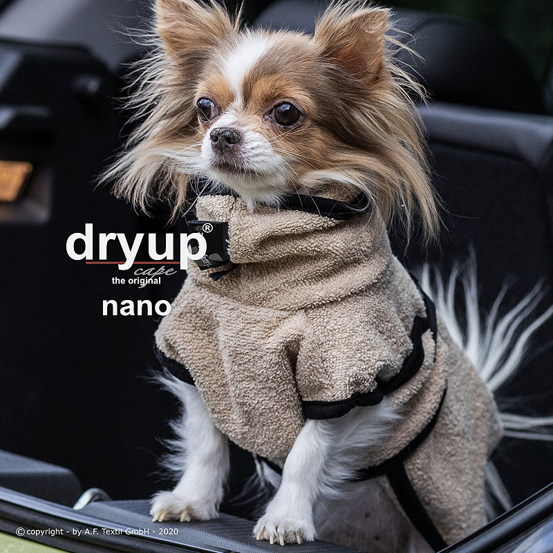 DryUp Trocken Cape Hundebademantel NANO für ganz kleine Hunde pink 20cm Rückenlänge