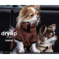 DryUp Trocken Cape Hundebademantel NANO für ganz kleine Hunde brown-braun 20cm Rückenlänge