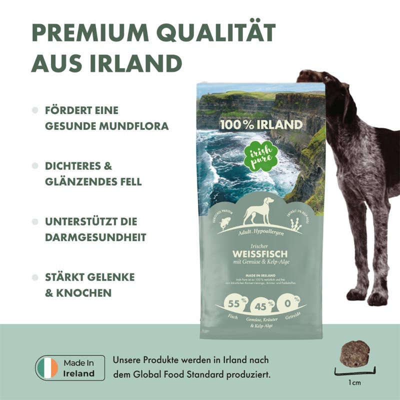 IRISH PURE Irisches Trockenfutter Weißfisch mit Gemüse & Kelp-Alge ADULT