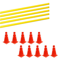 Steckhürden-Set Cavaletti 5x Stangen 100cm gelb 10x Kegel 23cm rot
