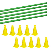 Steckhürden-Set Cavaletti 5x Stangen 100cm grün 10x Kegel 23cm gelb