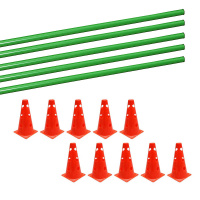 Steckhürden-Set Cavaletti 5x Stangen 100cm grün 10x Kegel 23cm rot