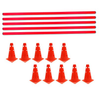 Steckhürden-Set Cavaletti 5x Stangen 100cm rot 10x Kegel 23cm rot