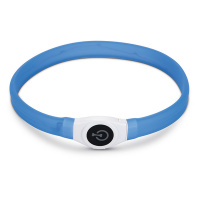 Beeztees LED Leuchthalsband breit für Langhaar Hunde blau