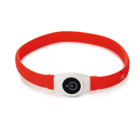 Beeztees LED Leuchthalsband breit für Langhaar Hunde rot