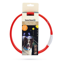 Beeztees LED Leuchthalsband breit für Langhaar Hunde rot