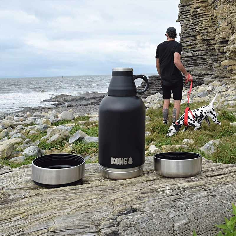 KONG Duo Day Trek Edelstahlflasche mit 2 Näpfen 910ml