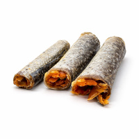 Lachshaut Streifen gerollt mit Fleisch ca.15cm 500g