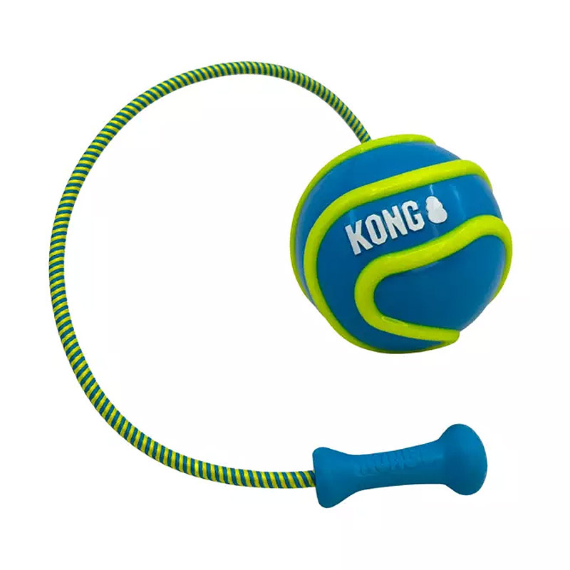 KONG High Viz Bunji Ball L Apportierspielzeug für Hunde blau