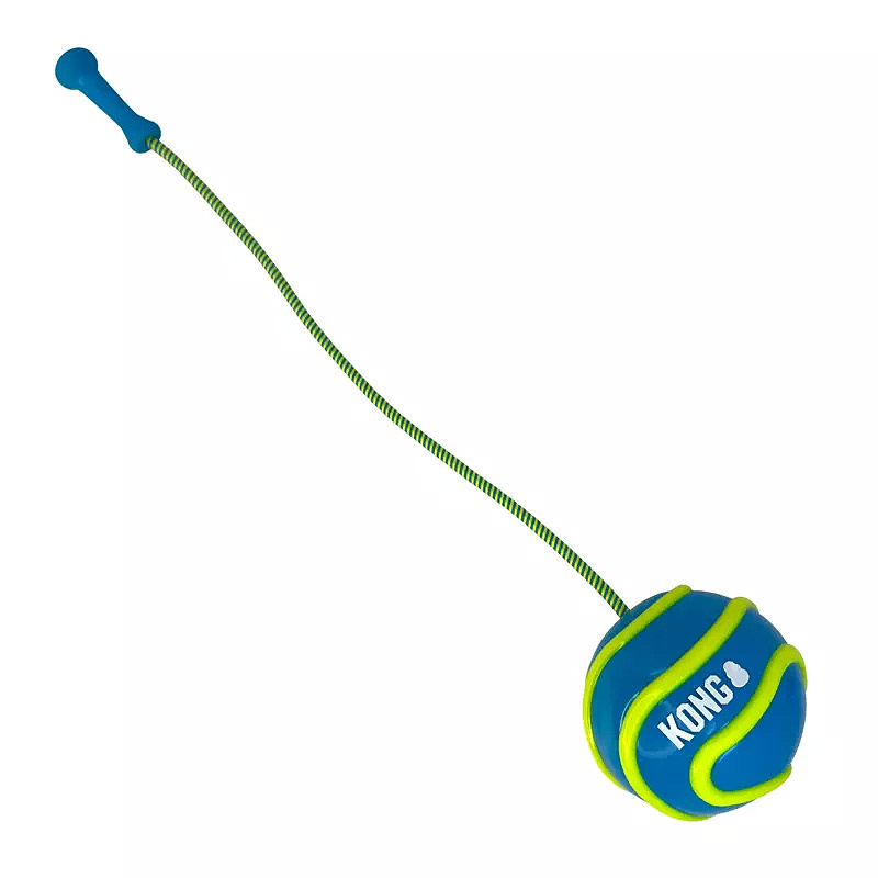 KONG High Viz Bunji Ball L Apportierspielzeug für Hunde blau