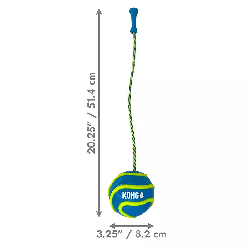 KONG High Viz Bunji Ball L Apportierspielzeug für Hunde blau