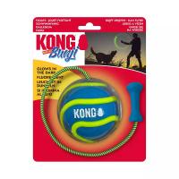 KONG High Viz Bunji Ball L Apportierspielzeug für Hunde blau