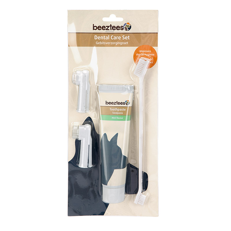Beeztees Gebisspflege Set Zahnpasta + Bürste für Hunde