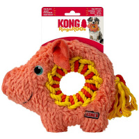 KONG Ringaroos Kuscheltier Apportierspielzeug für Hunde Schwein M
