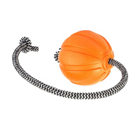 LIKER Cord Hundeball mit Seil, Apportierspielzeug schwimmfähig, orange, S 5cm