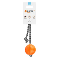LIKER Cord Hundeball mit Seil, Apportierspielzeug schwimmfähig, orange, S 5cm