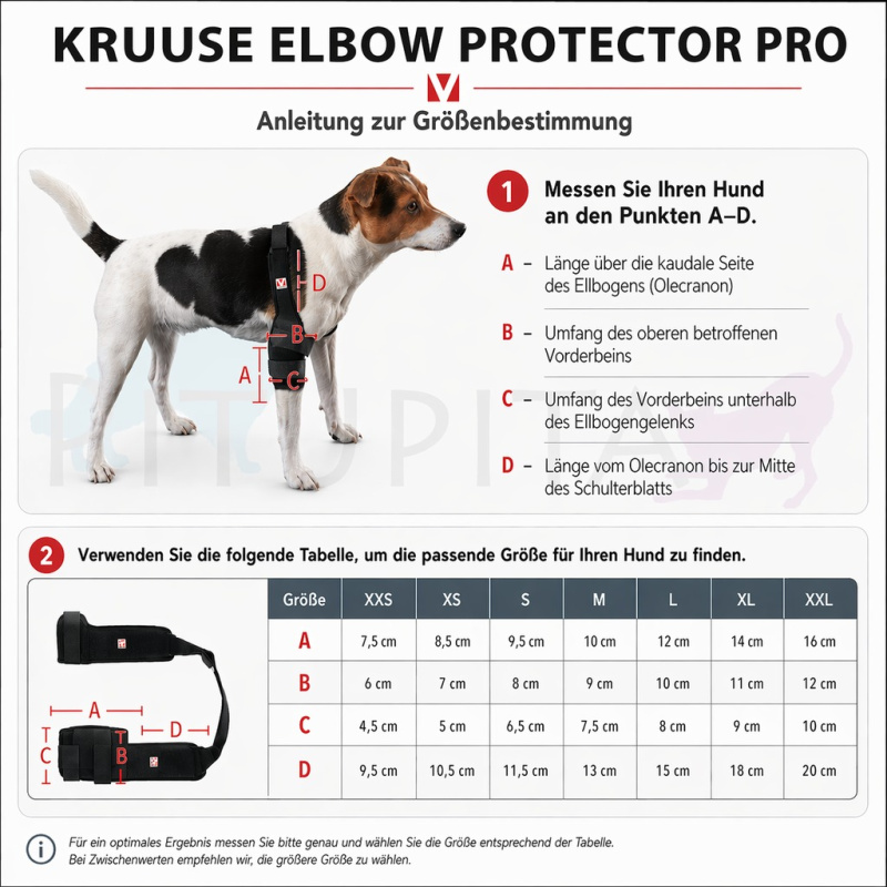 KRUUSE Rehab Pro Ellenbogenstütze Ellenbogenschoner für Hunde
